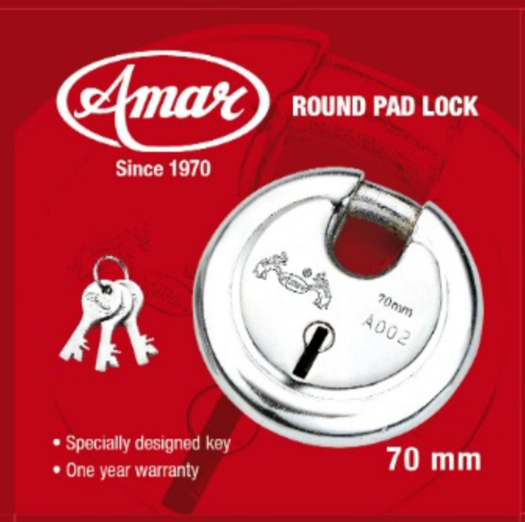 Amar round pad lock 70 mm — packaging / product art