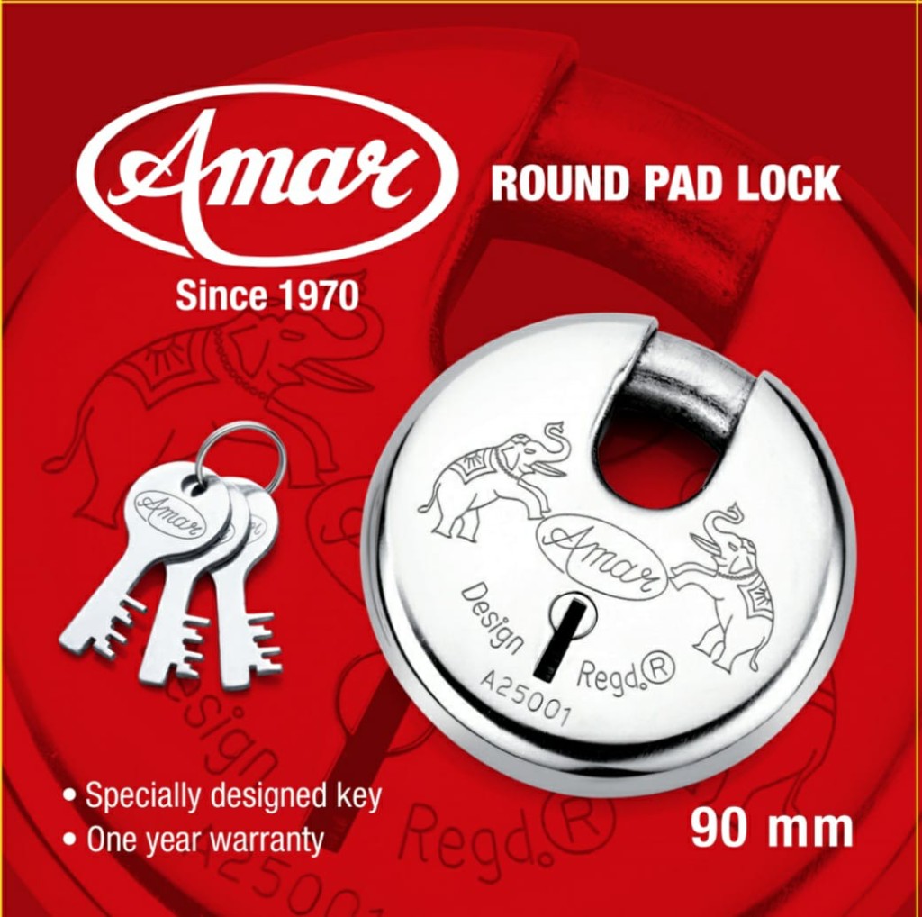 Amar round pad lock 90 mm — packaging / product art